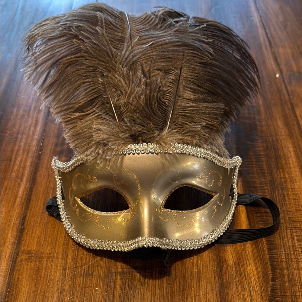 Elegant Feathered Masquerade Mask silver and Gray Women’s Mask for Ball